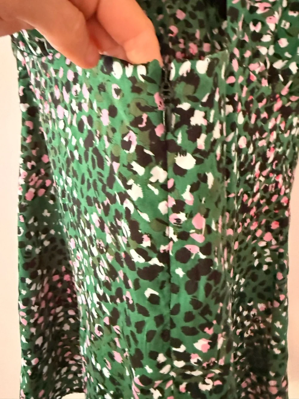 Topshop Green Floral Print Mini Dress UK 14 US 10 Flutter Sleeve Keyhole Back - Picture 5 of 9